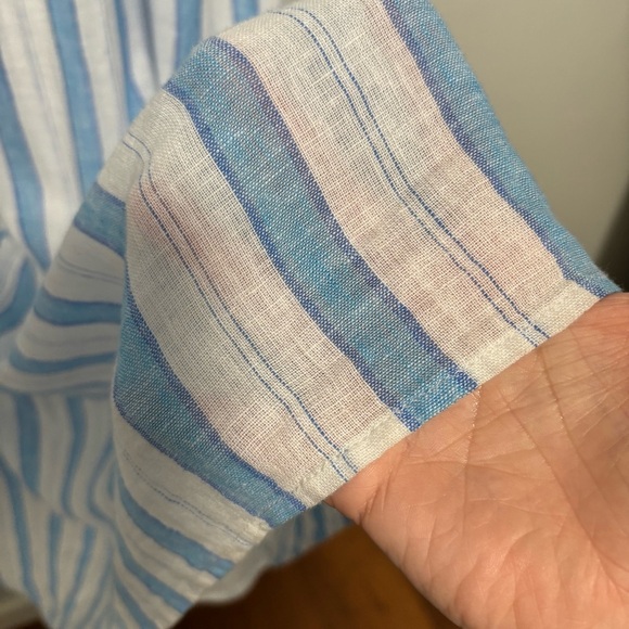 Rails Avril Dress Gibson Stripe Blue/ White Linen Midi Tiered Sundress NWOT - Picture 9 of 11